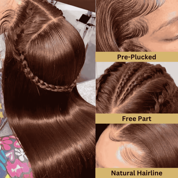 Chocolate Brown Colored Human Hair Frontal Wig – natural, soft, and high-quality hair with a perfect frontal for a realistic and seamless look.