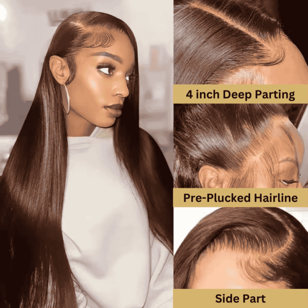 Chocolate Brown Colored Human Hair Frontal Wig – natural, soft, and high-quality hair with a perfect frontal for a realistic and seamless look.