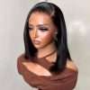 TESSY HD Lace Front Straight Short Bob Human Hair Wig with pre-plucked natural hairline.