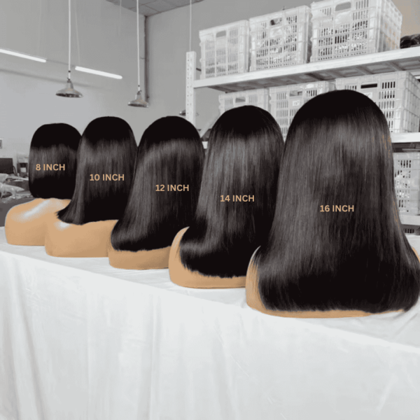 TESSY Premium HD Lace Front Straight Short Bob Human Hair Wig in natural black colour 8-16 Inch.