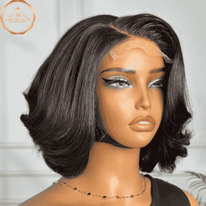 RAVEN Short Pixie Cut Bob 4x4 Glueless Wig Hairline Close Up