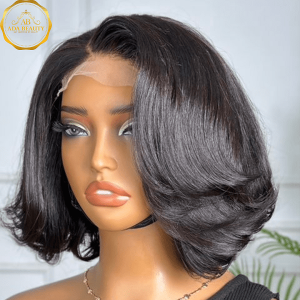 RAVEN Short Pixie Cut Bob 4x4 Glueless Wig Side Angle