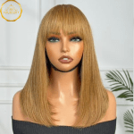 EMMA Honey Blonde Straight Bob Fringe Wig 14" – ADA BEAUTY Australia premium human hair bob