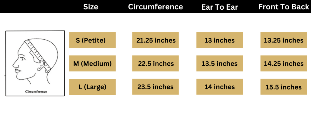 Wig cap size chart