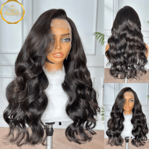 26 inch body wave glueless lace front wig1 SYLVIA 26 Inch Body Wave Human Hair Lace Frontal Wig