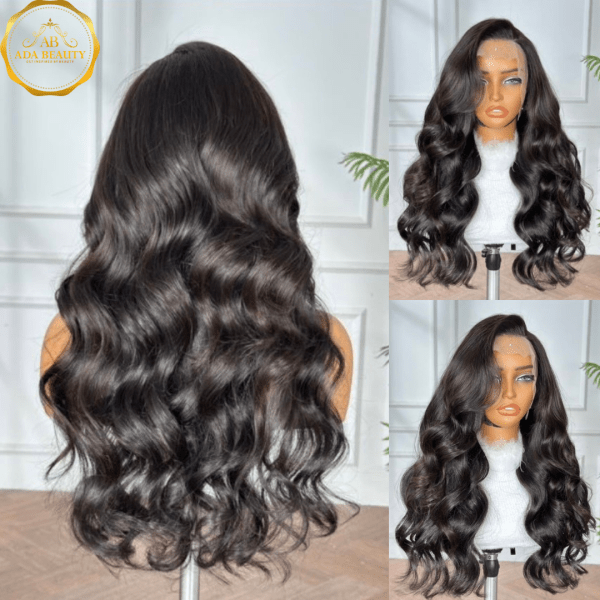 Natural Black #1B Glueless 13×4 Lace Frontal Wig Front View