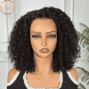 ZOE Curly 14-inch Bob Human Hair Glueless 13x4 HD Lace Frontal Wig - Front View on Mannequin Showing Natural Hairline