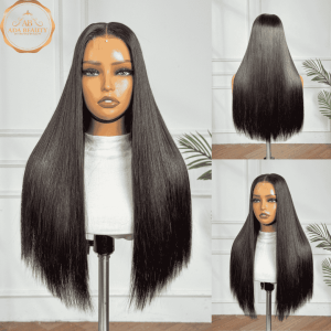 22 inch straight SDD glueless lace closure wig1 VERA Glueless 2x6 HD Lace SDD Human Hair Wig front back and side view
