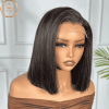 TARA Natural Hairline C-part Glueless Bob Wig, premium virgin remy human hair - front sided view on mannequin with pre-plucked hairline