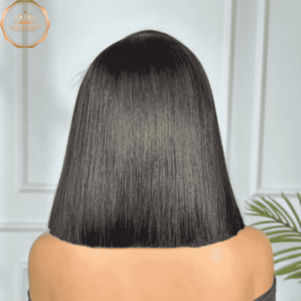TARA Natural Hairline C-part Glueless Bob Wig, premium virgin remy human hair supper double drawn - back view with full volume 300% density