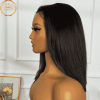 WINY Natural Black Bob Glueless Lace Front human hair Wig - back sided view showing natural movement