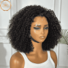 LILLAN Kinky Curly Bob Glueless HD Lace human hair Wig 14-Inch - side view with realistic lagos hairline with bleached knots