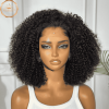 LILLAN Kinky Curly Bob Glueless HD Lace human hair Wig 14-Inch - front view with a natural hairline, pre-styled