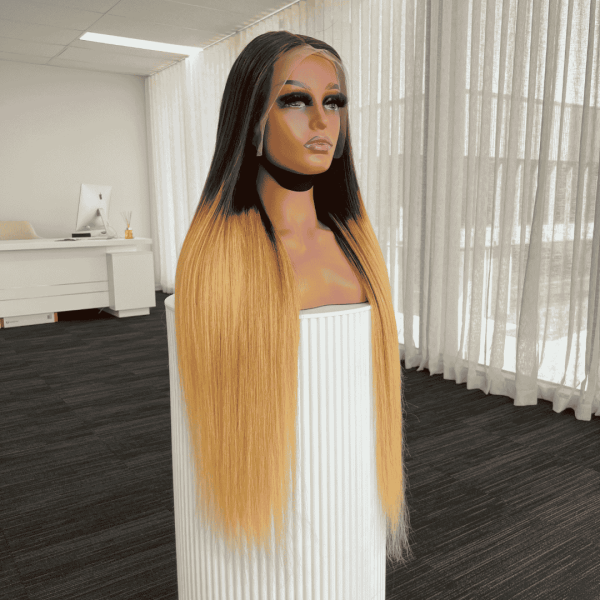 EMILY Ombre Honey Blonde Brown Lace Front human hair Wig - side view