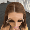 EMILY Ombre Honey Blonde Brown Lace Front human hair Wig - showing pre-plucked natural hairline